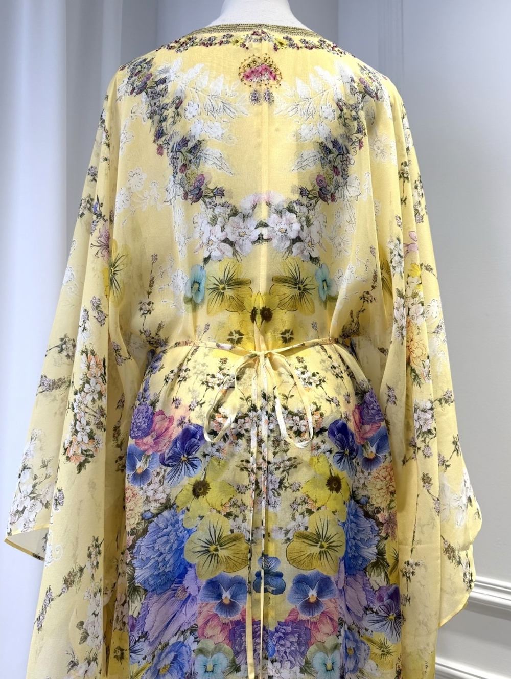 Camilla long kaftan Dress with waist detail In Darling buds - Picture 11 of 16